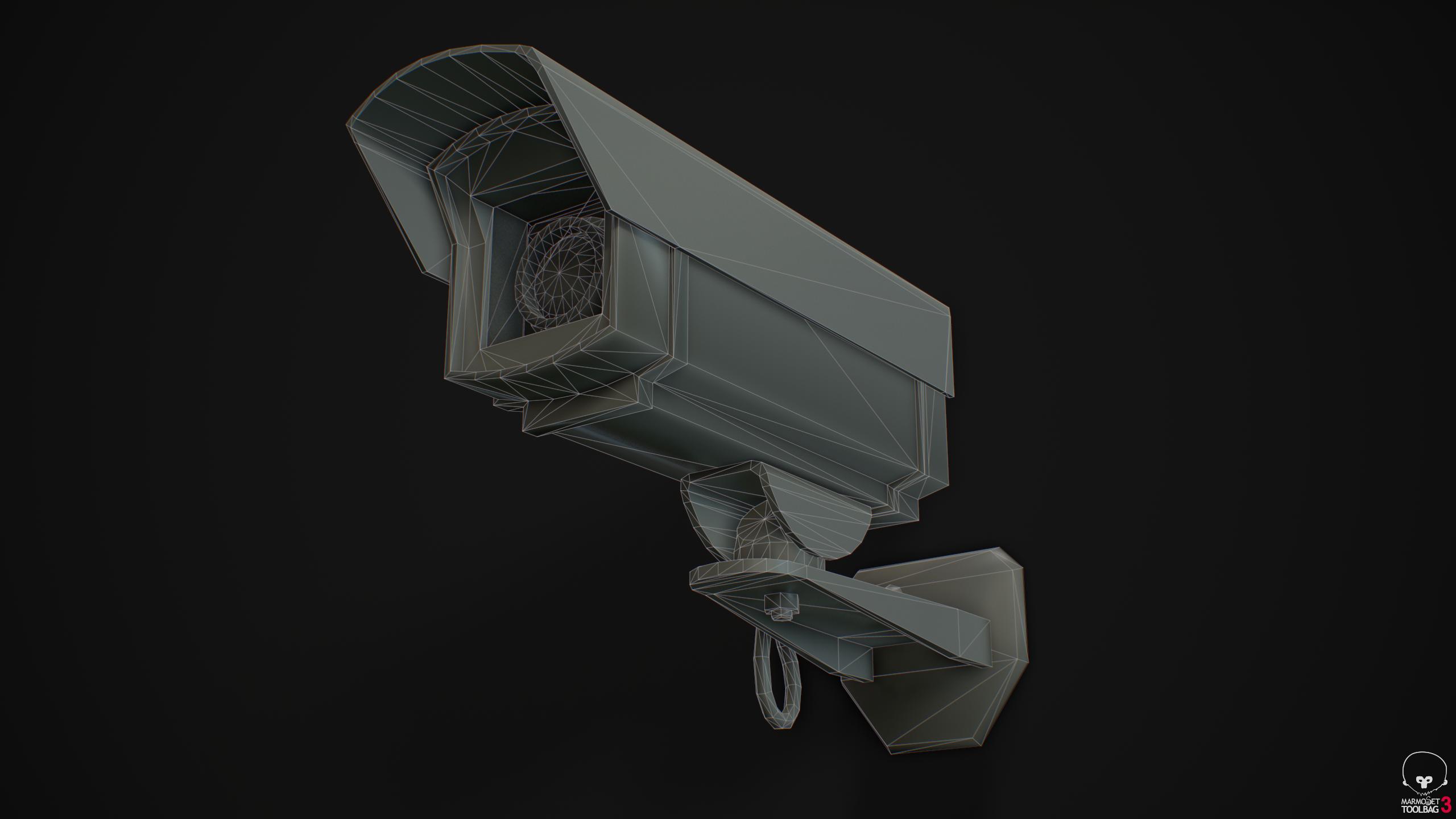 Wireframe render of a security camera